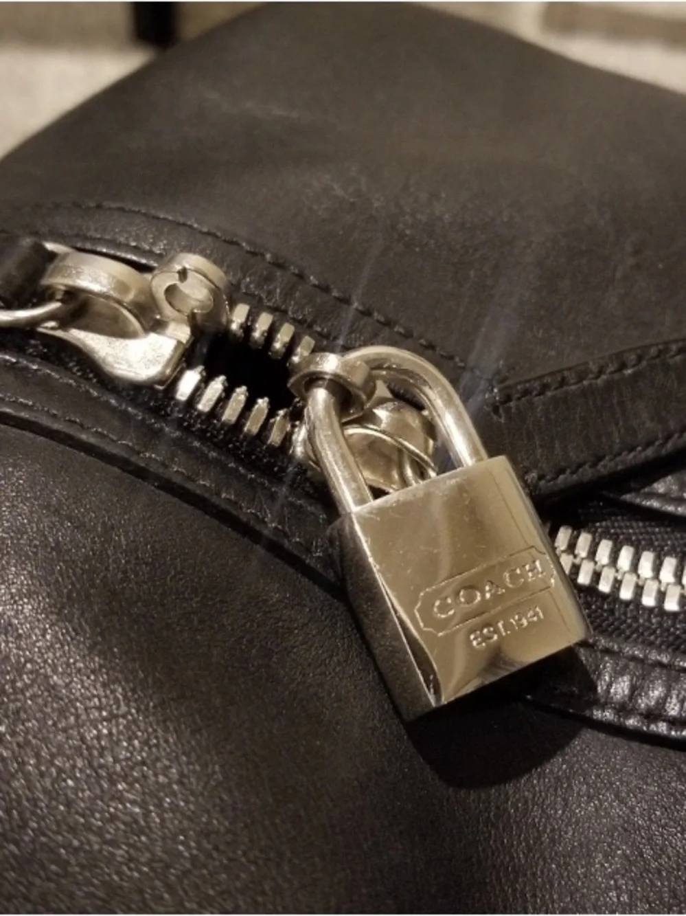 Coach Black Leather Duffel Bag for Men